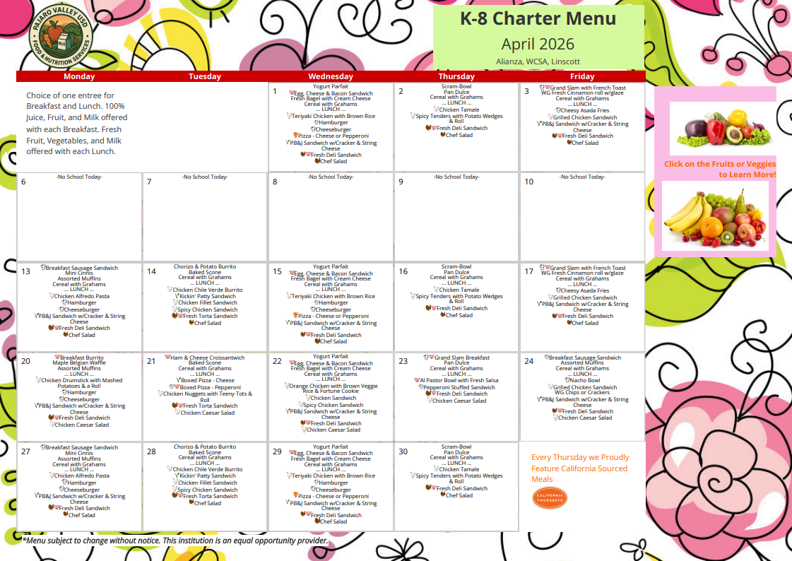 April Menu